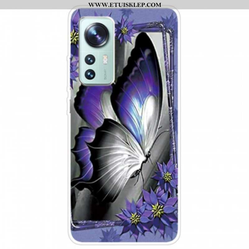 Etui do Xiaomi 12 Pro Fioletowy Silikonowy Motyl